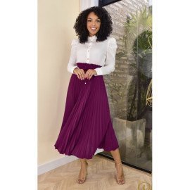 Women Spring Autumn Summer Elegant Chic Solid Pleated Skirt High Waist Luxury Fashion With Elastic Female Skirt_iimport Shop911227113/hoodmat.com 