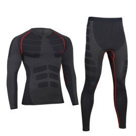 MenS Compression Run Jogging Suits Clothes Sports Set Long T Shirt And Pants Gym Fitness Tights Clothing 2Pcs/Sets Aimeng/hoodmat.com