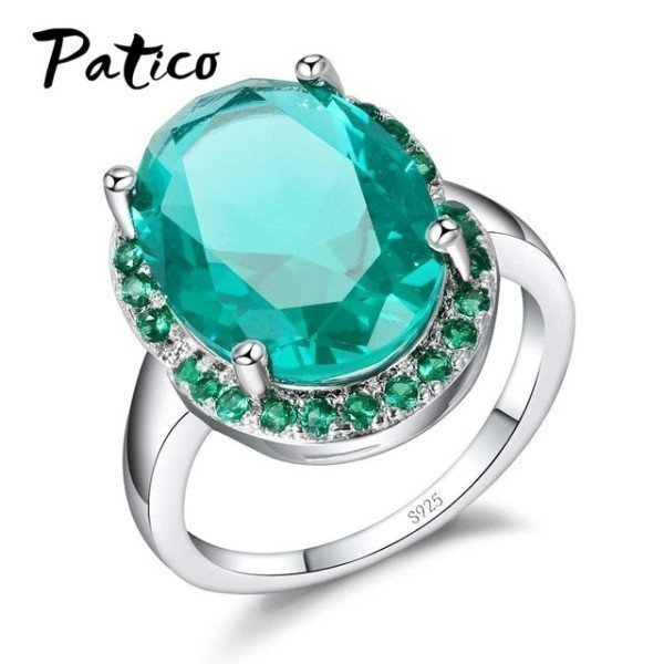 Top Quality 925 Sterling Silver Finger Rings Shining Big Oval Cz Crystal Propose Wedding Anniversary Women Gift Jewelry Patico/hoodmat.com