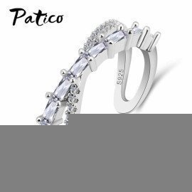 Top Sale 925 Sterling Silver Austrian Crystal Stackable Rings For Women Gift Shining Cross Cubic Zirconia Party Jewelry Patico/hoodmat.com