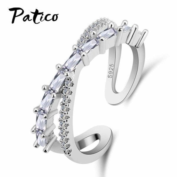 Top Sale 925 Sterling Silver Austrian Crystal Stackable Rings For Women Gift Shining Cross Cubic Zirconia Party Jewelry Patico/hoodmat.com