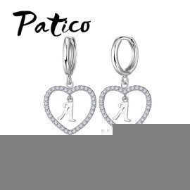 New Design Letter Pendant Heart Earrings 100% 925 Sterling Silver Cubic Zirconia Women Jewelry Rings  Patico/hoodmat.com