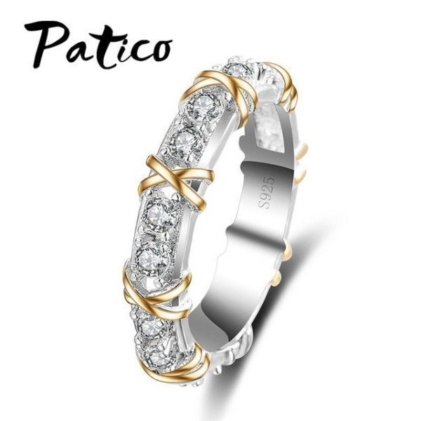 Classic X Tied Silver Jewelry Ring S925 Stamp Aaa Zircon Rhinestone Crystal Ring For Women Best LoversGifts Patico/hoodmat.com