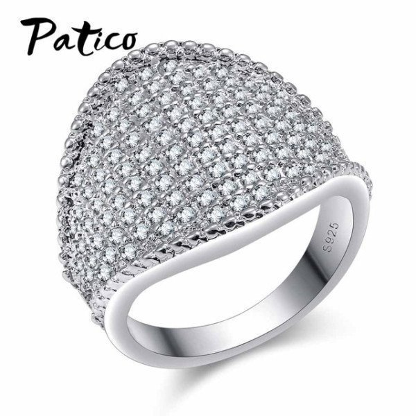 Big Rings For Men Rhodium Cubic Zircon &Amp;925 Sterling Silver Wedding Ring For Women New Fashion Jewelry Anel  Patico/hoodmat.com