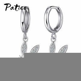 Lovely 925 Sterling Silver Hoop Earrings Full Rhinestone Cz Wedding Jewelry Accessories Cat Cute Animal Style Ear Gifts Patico/hoodmat.com
