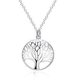 New Round Tree Fashion 925 Sterling Silver Pendant  Necklace For Women Female Hot Jewelry Simple And Elegant Gifts Patico/hoodmat.com