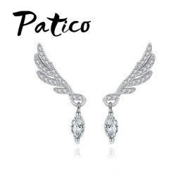 New Arrival Women Fashion Freedom Wing Drop Earrings 925 Sterling Silver Water Drop Jewelry Earring Hoops Good Sale Patico/hoodmat.com