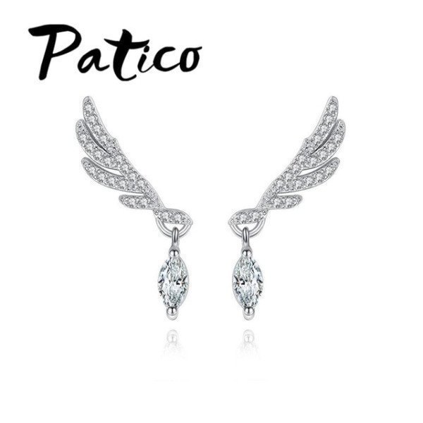 New Arrival Women Fashion Freedom Wing Drop Earrings 925 Sterling Silver Water Drop Jewelry Earring Hoops Good Sale Patico/hoodmat.com