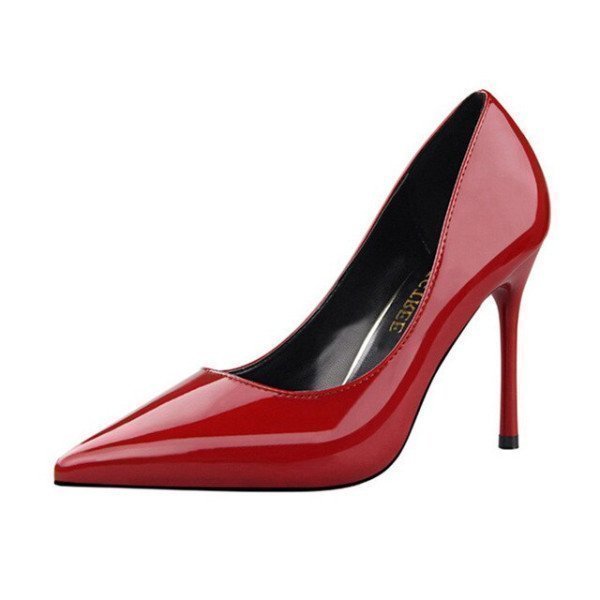2019 Women Sexy 10Cm High Heels Fashion Leather Bright Pumps Female Quality Heels Shoes 9196-1 Fpss/hoodmat.com