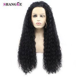 Long Curly Hair Lace Front Synthetic Hair Wigs High Temperature Fiber Cosplay Wigs For Black Women Shangke/hoodmat.com
