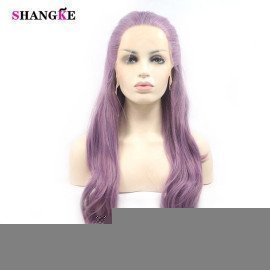 Long Wavy Synthetic Front Lace Wigs Heat Resistant Fiber Cosplay Wigs For Black/White Women Shangke/hoodmat.com