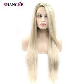 Long Straight Hair Lace Front Hair Wigs  Synthetic High Temperature Fiber Cosplay Party Wig For Women Shangke/hoodmat.com