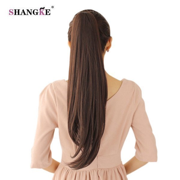 24 Long Straight Ponytails Clip In Ponytail Heat Resistant Clip In Hair Extensions Hair Tail Fake Hairpieces Shangke/hoodmat.com