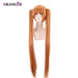Orange Double Ponytail Wigs Synthetic Hair Halloween Costumes Party High Temperature Fiber Cosplay Wig Shangke/hoodmat.com