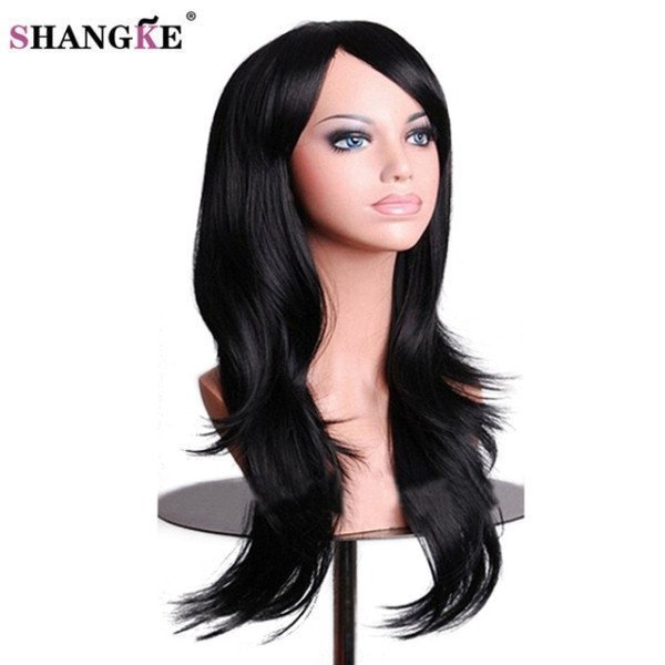 Women Synthetic Hair Long Wavy Red Blonde Pink Green Brown Purple Cosplay Wig Heat Resistant Female Wigs Shangke/hoodmat.com