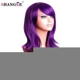 Long Kinky Curly Wigs Heat Resistant Synthetic Fibre Purple Cosplay Wig For  White Women Fake Hair Pieces  Shangke/hoodmat.com