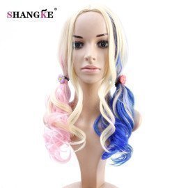 Long Wavy Blue Pink Cospla Wig Long Synthetic Wigs For  White Women Natural Heat Resistant Hair Women  Shangke/hoodmat.com
