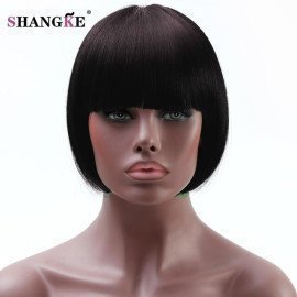 Bob Wig For African Americans Women Short Synthetic Wigs For  Women Natural Heat Resistant Fake Hairpieces  Shangke/hoodmat.com