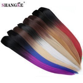 24&Quot; 150G Long Stright 5 Clip In Hair Extensions Natural Ombre Hairpieces Heat Resistant Synthetic Hair Women Hair Piece Shangke/hoodmat.com