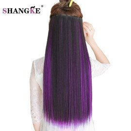24Long Colored Hair Extension 5 Clip In Hair Extensions Natural Heat Resistant Synthetic Hairpiece 29 Colors Available Shangke/hoodmat.com