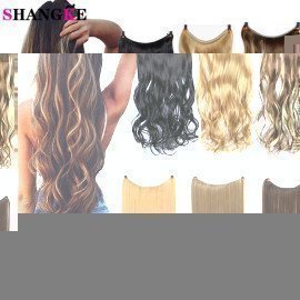 Long Curly Synthetic Hair 24Inch Heat Resistant Hairpiece Fish Line Hair Extensions Brown Blonde Cosplay Extension Shangke/hoodmat.com