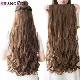 28  Long Synthetic Hair Clip In Hair Extension Heat Resistant Hairpiece Natural Wavy Hair Piece Shangke/hoodmat.com