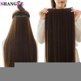 5 Clips/Piece Natural Silky Straight Hair Extention 24&Quot;Inches Clip In Women Pieces Long Fake Synthetic Hair Shangke/hoodmat.com