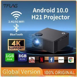 Portable Mini TFlag H21 Projector LED Video Projector Android 10.0 2.4G/5G WiFi BT 150ANSI Office Home Cinema Theater _iimport FactoryDirectCollectedS /hoodmat.com
