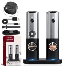Electric Salt Grinder Set USB Rechargeable Electric Pepper Mill With LED Light Adjustable Coarseness Kitchen Tools _iimport FactoryDirectCollectedS/hoodmat.com