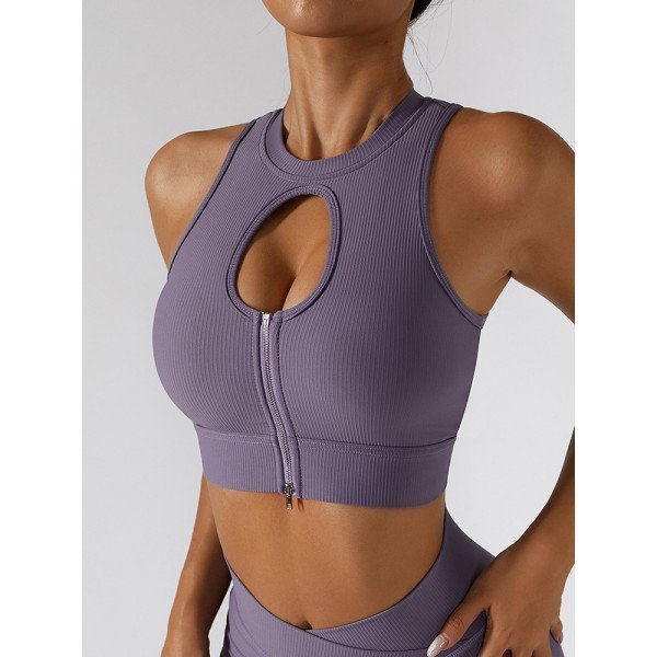 ASHEYWR Sexy Hollow Bras Women Front Zipper Shockproof Push Up Bra Fitness High Elastic Workout Underwear Tops New Female_iimport/hoodmat_RiteVilage