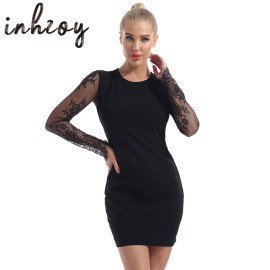 Women Sexy Cutout Bodycon Dress Clubwear Elegant Lady Black Floral Lace Long Sleeve Zipper Backless Cocktail Party Mini Dress_iimport inhzoy/hoodmat.com_RiteVilage