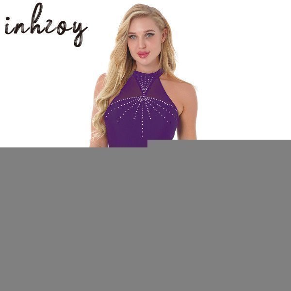 Women Adult Sleeveless Ballet Gymnastics Leotard Dress Shiny Rhinestone Halter Figure Ice Skating Costume Ballroom Dancewear _iimport inhzoy/hoodmat.com_RiteVilage