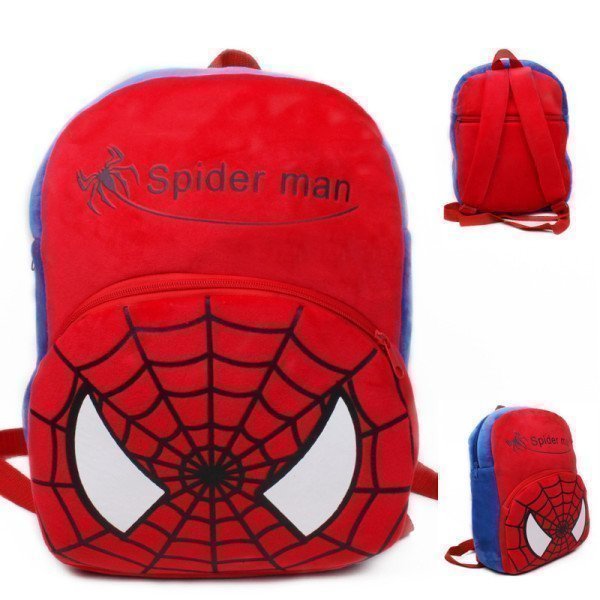 1 Pieces Of  Plush Spiderman Backpack Carton Animated School Children Bag For Kid Size 28 By 23 By 9 (Small) ][Retail Purchase|Hoodmat.Com
