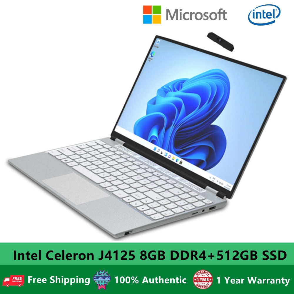 Original Laptop Windows 11 Ultra Thin Notebook Computer PC Win10 Intel Celeron J4125 N5105 15.6