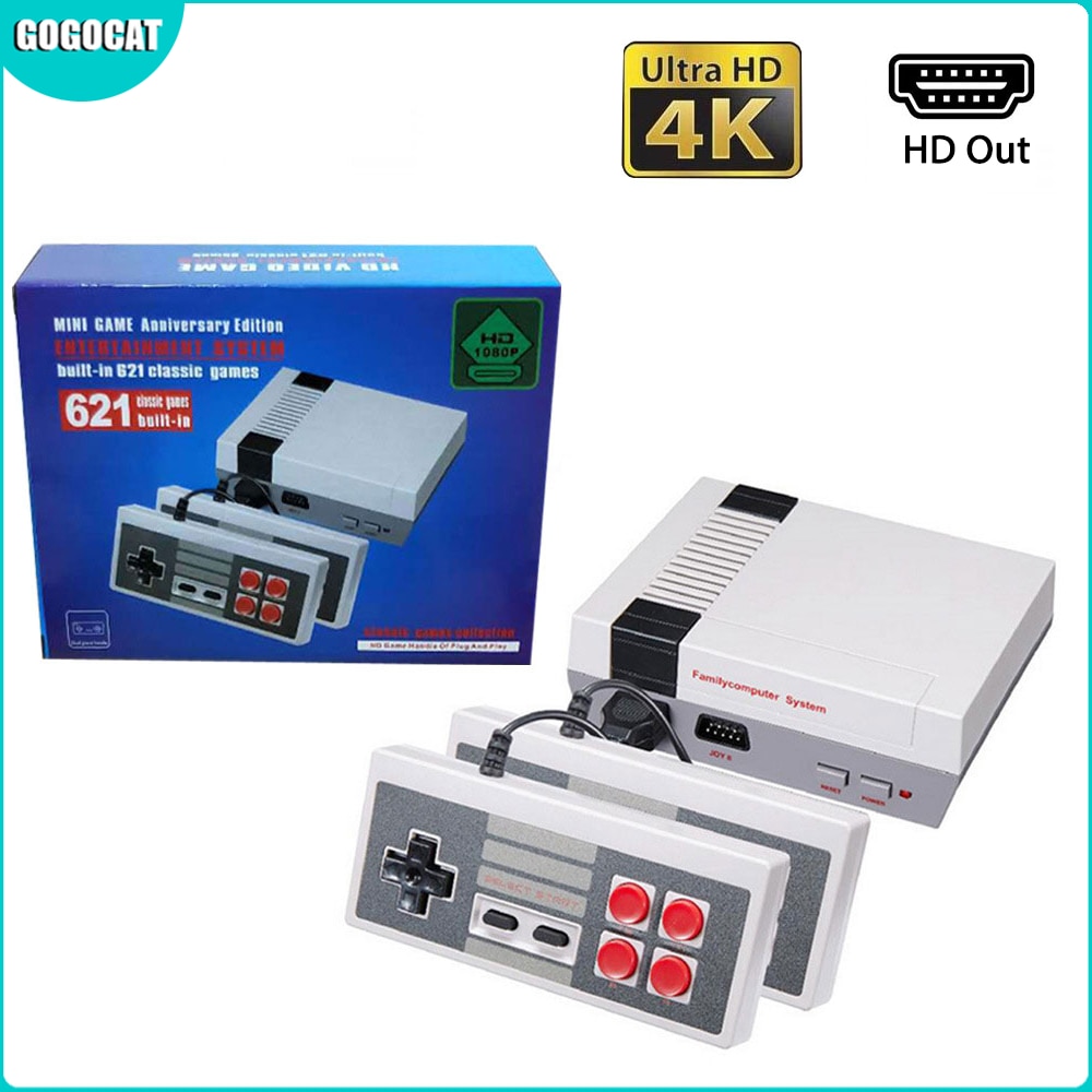 HD Output Mini TV Game Console 8 Bit Retro Video Game Wired Console Controller Built-In 621 Games Handheld Gaming Player Gift _iimport Gogocat/hoodmat.com