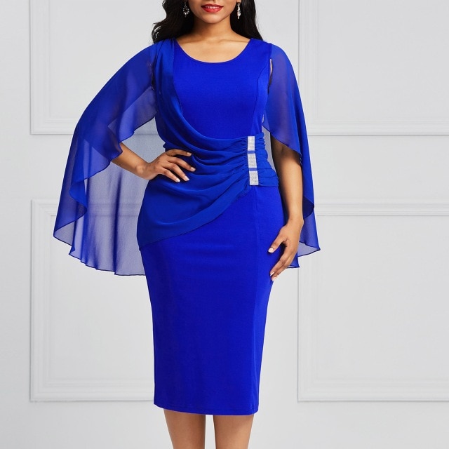 Plus Size Blue Women Dress Autumn 2019 Bodycon Batwing Sleeve Pencil Oversize Dress Sexy Summer Elegant Fashion Party Dress Kinikiss Ali/hoodmat.com