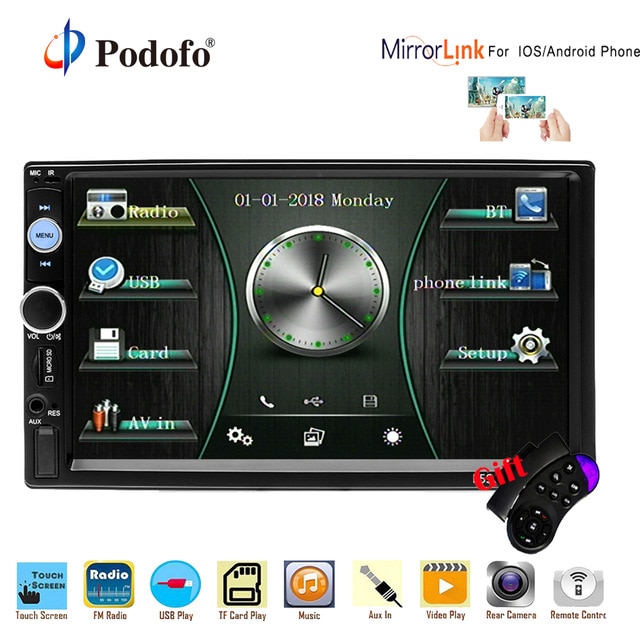2 Din Car Radio 7&Quot; Hd Autoradio Multimedia Mp5 Player Bluetooth 2Din Car Stereo Rear View Camera Iso Android Mirror Link  Podofo /hoodmat.com