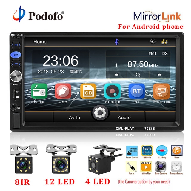 2Din Car Radio 7&Quot; Touch Screen Mp5 Player 2 Din Autoradio For Subwoofer Support Rear View Camera Mirrorlink For Android Podofo /hoodmat.com