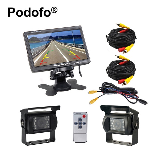 Dual Backup Camera And Monitor Kit For Bus Truck R..