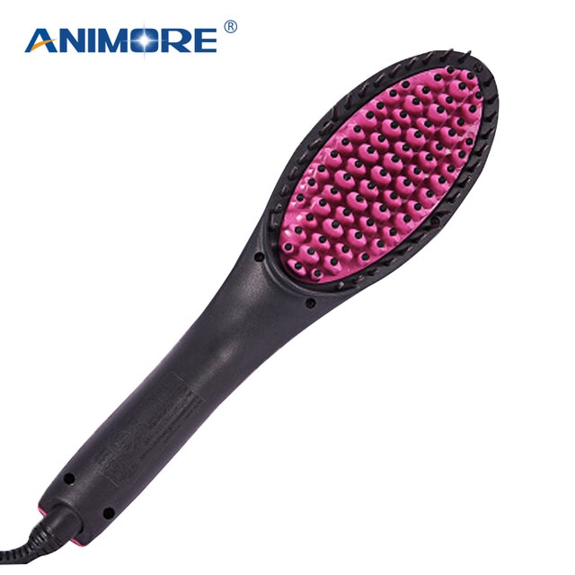 Electric Hair Straightener Brush Ceramic Straightening Flat Iron Comb Digital Control Heating Brushes High Quality Si-06 Animore/hoodmat.com