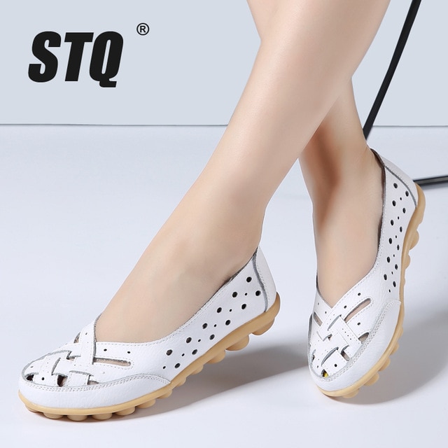 2019 Summer Women Ballet Flats Genuine Leather Loafers Shoes Slip On Flat Heel Shoes Ladies Loafers Ballerina Flats 1165 Stq/hoodmat.com