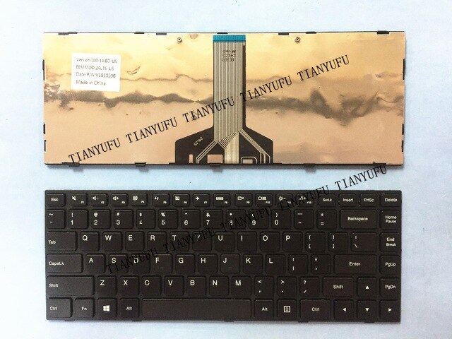 New Us 100-14Ibd Keyboard For Lenovo 100-14 For Tianyi 100-14 100-14Ibd Laptop Keyboard English Black Tested 100% Work  Tianyufu/hoodmat.com