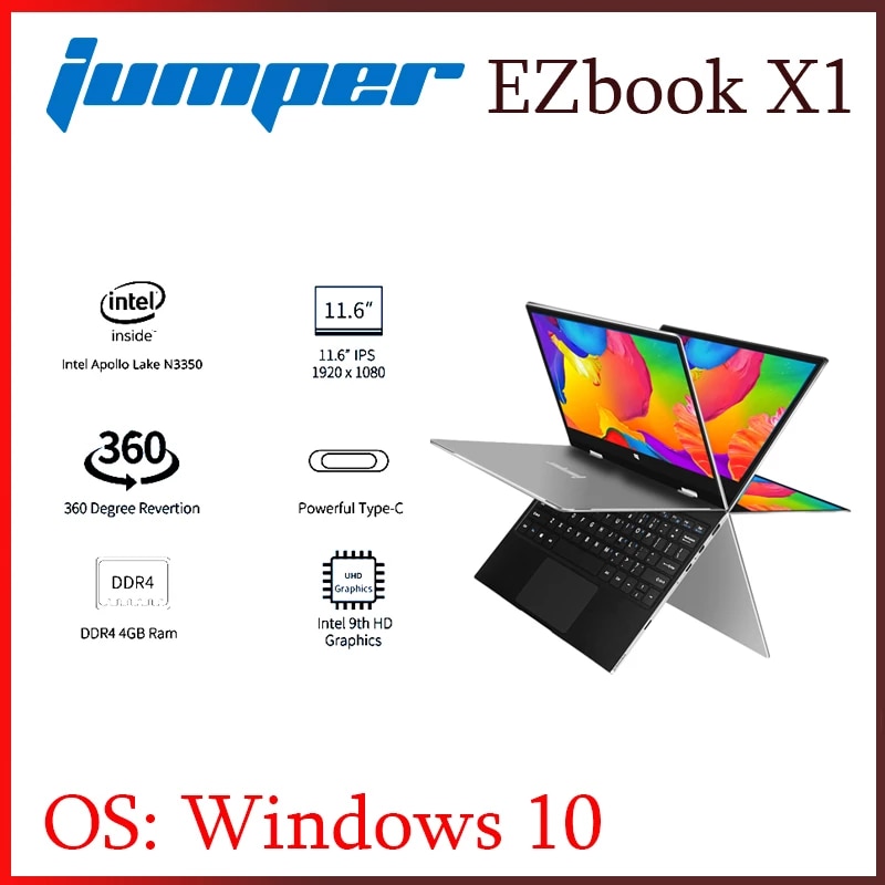 Jumper EZbook X1 1.6 inch IPS Multi Touch Display laptop Apollo Lake N3350 notebook ultrabook 4GB DDR4 64GB eMMC128GB SSD Metal  Shop5617186 Store_noah
