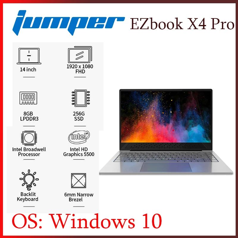 Jumper EZbook X4 Pro Laptop Dual Band Wifi Win 10 Ultraslim 14